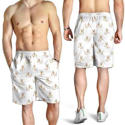 Cartoon Bull Terrier Pattern Print Men's Shorts