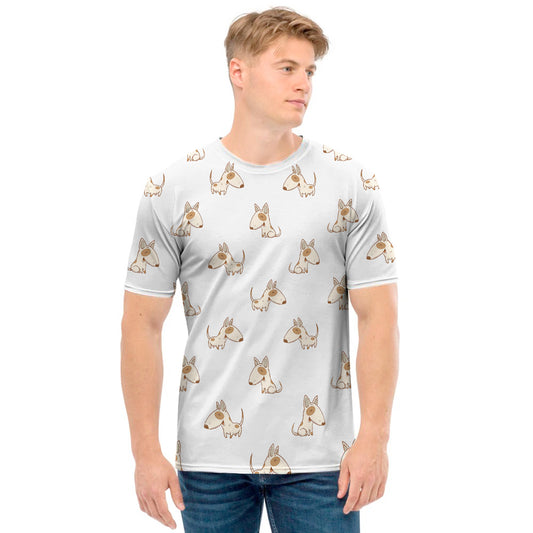 Cartoon Bull Terrier Pattern Print Men's T-Shirt