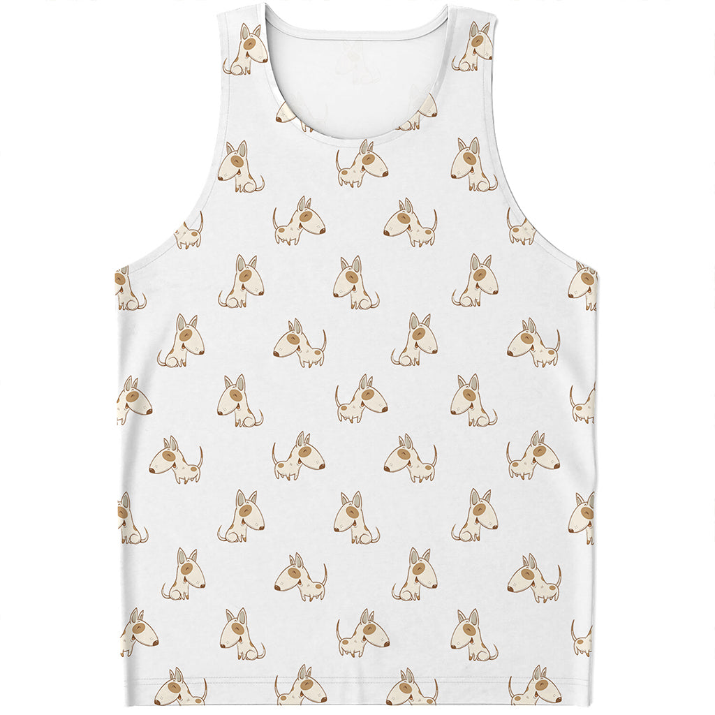 Cartoon Bull Terrier Pattern Print Men's Tank Top