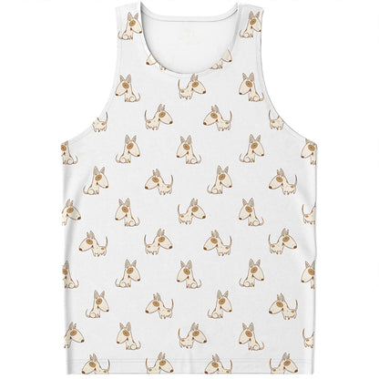 Cartoon Bull Terrier Pattern Print Men's Tank Top