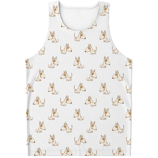 Cartoon Bull Terrier Pattern Print Men's Tank Top