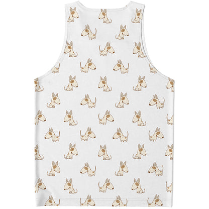 Cartoon Bull Terrier Pattern Print Men's Tank Top