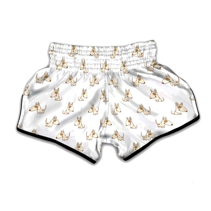 Cartoon Bull Terrier Pattern Print Muay Thai Boxing Shorts