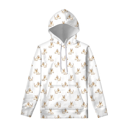 Cartoon Bull Terrier Pattern Print Pullover Hoodie