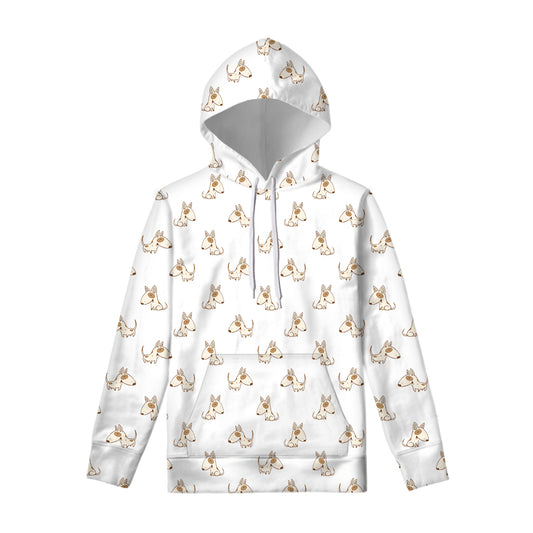 Cartoon Bull Terrier Pattern Print Pullover Hoodie