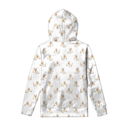 Cartoon Bull Terrier Pattern Print Pullover Hoodie