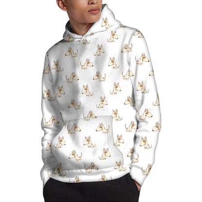 Cartoon Bull Terrier Pattern Print Pullover Hoodie