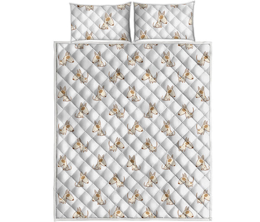 Cartoon Bull Terrier Pattern Print Quilt Bed Set