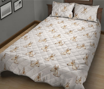 Cartoon Bull Terrier Pattern Print Quilt Bed Set