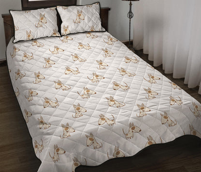 Cartoon Bull Terrier Pattern Print Quilt Bed Set