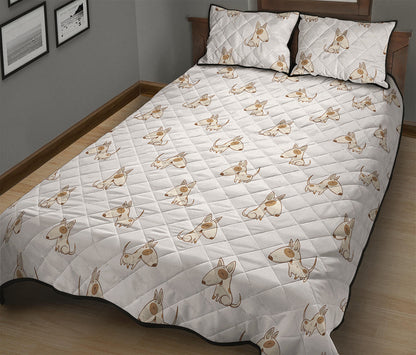 Cartoon Bull Terrier Pattern Print Quilt Bed Set