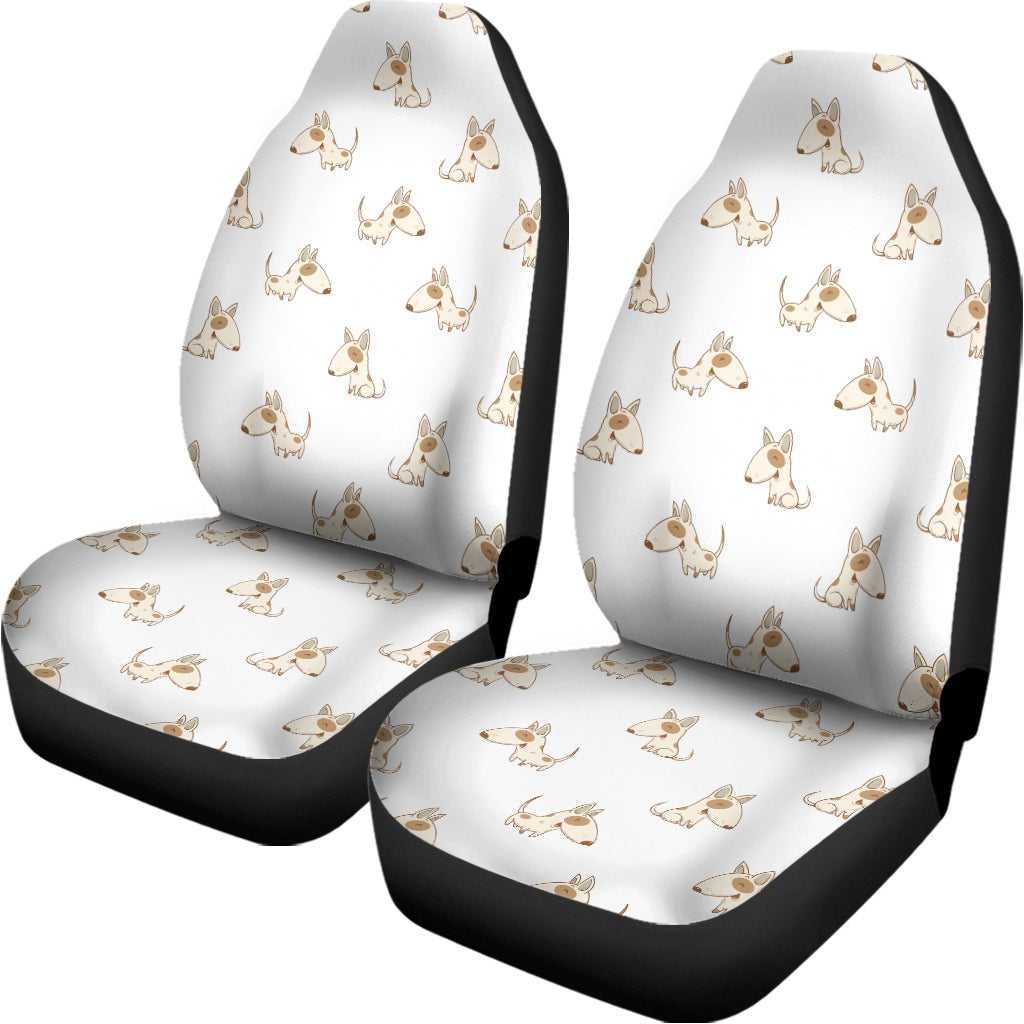 Cartoon Bull Terrier Pattern Print Universal Fit Car Seat Covers