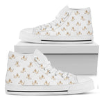 Cartoon Bull Terrier Pattern Print White High Top Shoes