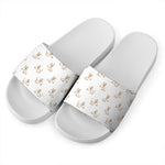 Cartoon Bull Terrier Pattern Print White Slide Sandals