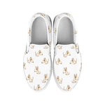 Cartoon Bull Terrier Pattern Print White Slip On Shoes