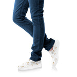 Cartoon Bull Terrier Pattern Print White Slip On Shoes