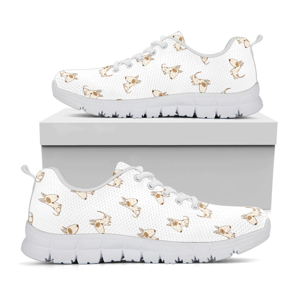Cartoon Bull Terrier Pattern Print White Sneakers
