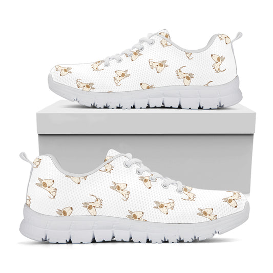 Cartoon Bull Terrier Pattern Print White Sneakers