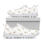 Cartoon Bull Terrier Pattern Print White Sneakers
