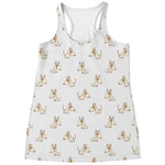Cartoon Bull Terrier Pattern Print Women's Racerback Tank Top