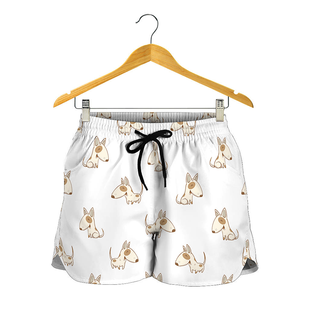 Cartoon Bull Terrier Pattern Print Women's Shorts