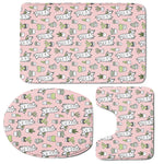 Cartoon Cactus And Llama Pattern Print 3 Piece Bath Mat Set