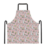 Cartoon Cactus And Llama Pattern Print Apron