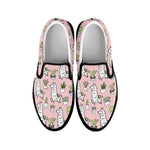 Cartoon Cactus And Llama Pattern Print Black Slip On Shoes