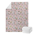 Cartoon Cactus And Llama Pattern Print Blanket