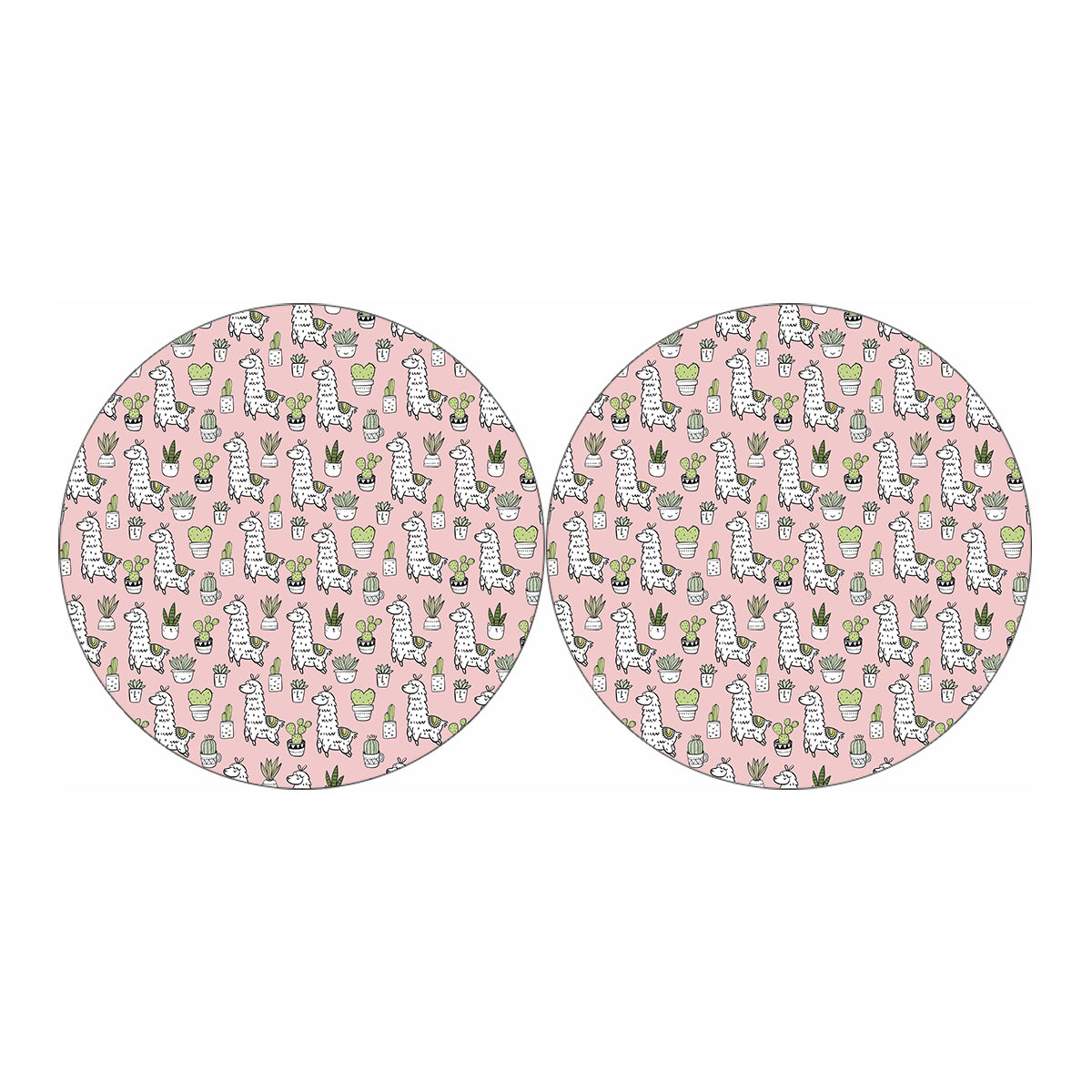 Cartoon Cactus And Llama Pattern Print Car Coasters