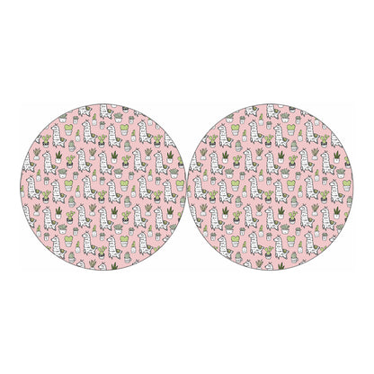 Cartoon Cactus And Llama Pattern Print Car Coasters