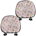 Cartoon Cactus And Llama Pattern Print Car Headrest Covers