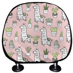 Cartoon Cactus And Llama Pattern Print Car Headrest Covers