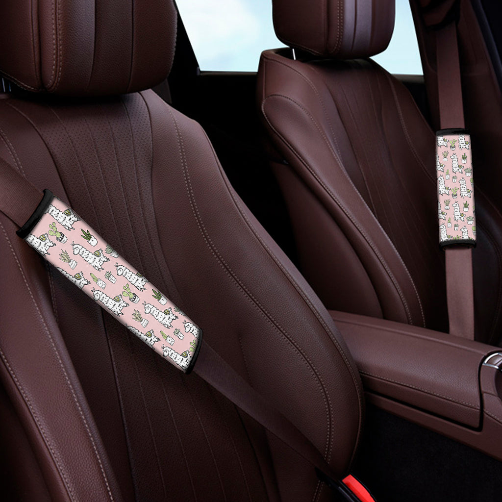 Cartoon Cactus And Llama Pattern Print Car Seat Belt Covers