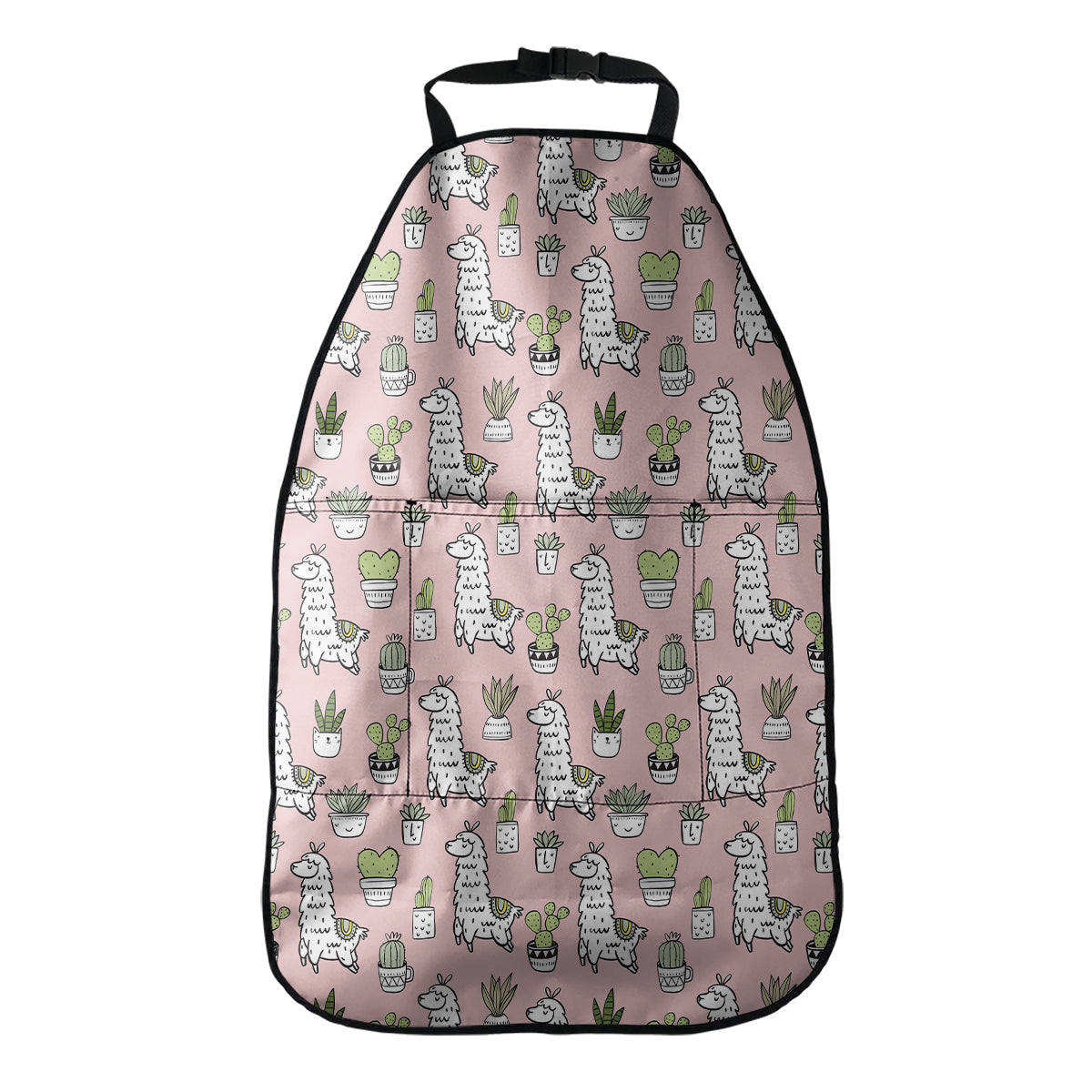Cartoon Cactus And Llama Pattern Print Car Seat Organizers