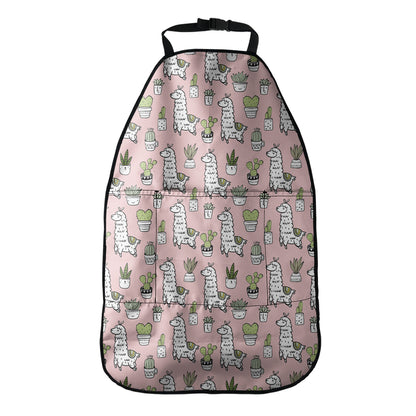 Cartoon Cactus And Llama Pattern Print Car Seat Organizers