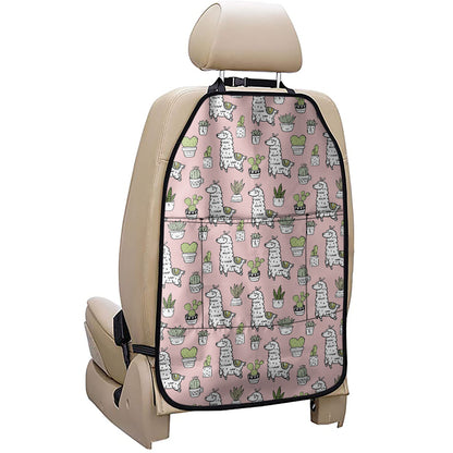 Cartoon Cactus And Llama Pattern Print Car Seat Organizers