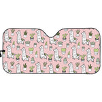 Cartoon Cactus And Llama Pattern Print Car Sun Shade