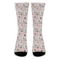 Cartoon Cactus And Llama Pattern Print Crew Socks