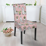 Cartoon Cactus And Llama Pattern Print Dining Chair Slipcover