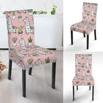 Cartoon Cactus And Llama Pattern Print Dining Chair Slipcover