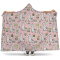 Cartoon Cactus And Llama Pattern Print Hooded Blanket