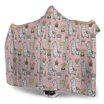 Cartoon Cactus And Llama Pattern Print Hooded Blanket