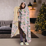 Cartoon Cactus And Llama Pattern Print Hooded Blanket