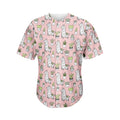 Cartoon Cactus And Llama Pattern Print Men's Baseball Jersey