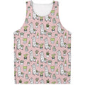 Cartoon Cactus And Llama Pattern Print Men's Tank Top
