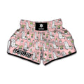 Cartoon Cactus And Llama Pattern Print Muay Thai Boxing Shorts
