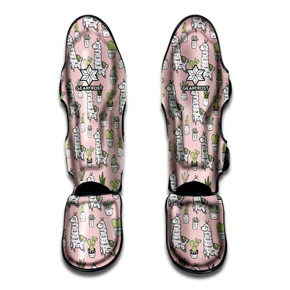 Cartoon Cactus And Llama Pattern Print Muay Thai Shin Guard