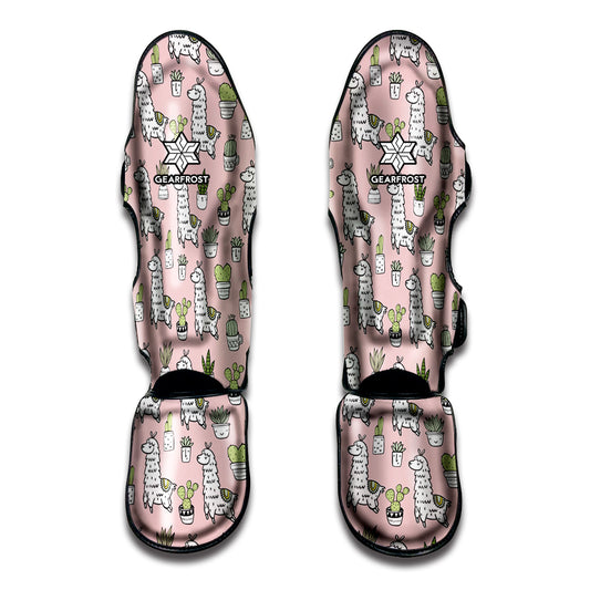 Cartoon Cactus And Llama Pattern Print Muay Thai Shin Guard