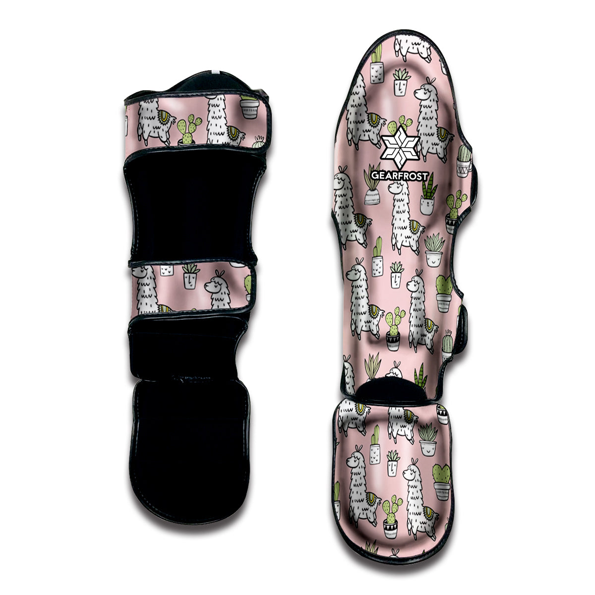 Cartoon Cactus And Llama Pattern Print Muay Thai Shin Guard